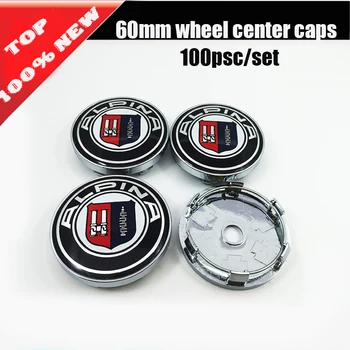 

2.36inch 60mm 100pcs logo emblem stickers cover Wheel Center Caps Emblem Badge Auto Accessories for alpina e60 rim accessories