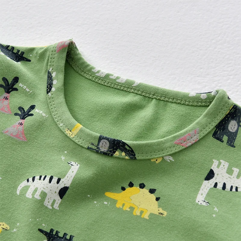 Пижама с рисунками животных для девочек; пижама с длинными рукавами для мальчиков с рисунком кота и динозавра; Детская домашняя одежда для девочек; одежда для сна для мальчиков; детская пижама