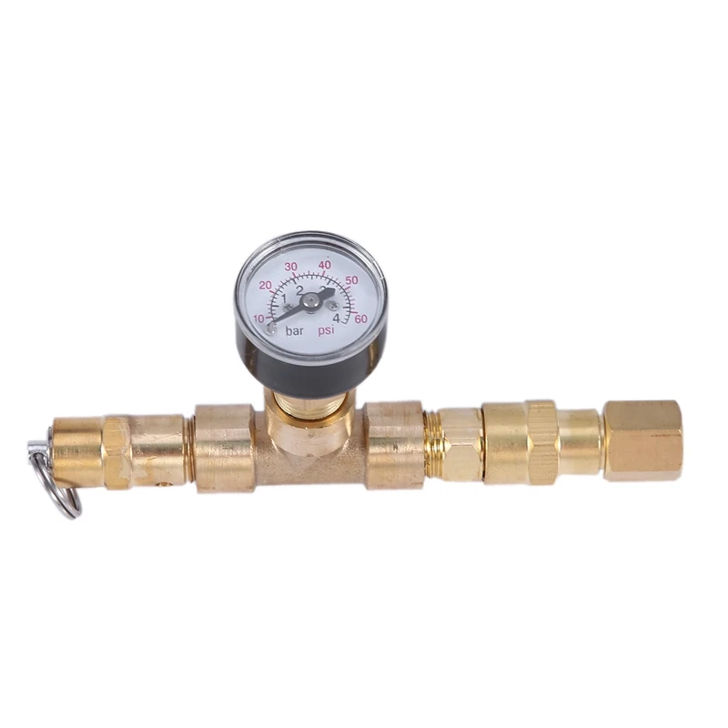  Ball-Locked Relief Valve with Pressure Gauge Adjustable Pressure Relief Valve Beer Barrel Pressuriz