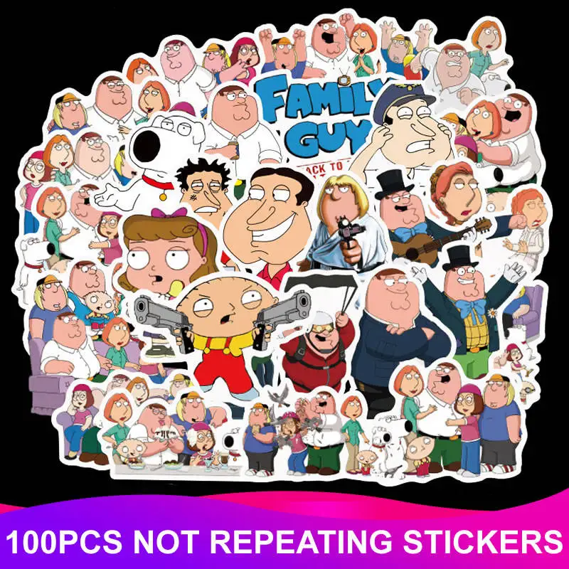 Family Guy 100 100 шт./упак. мультфильм Семья Guy Смешные Стикеры s чемодан для скейтборда гитары в байкерском стиле в стиле «граффити» Водонепроницаемый Стикеры Детские Классические игрушки - Цвет: Family Guy 100