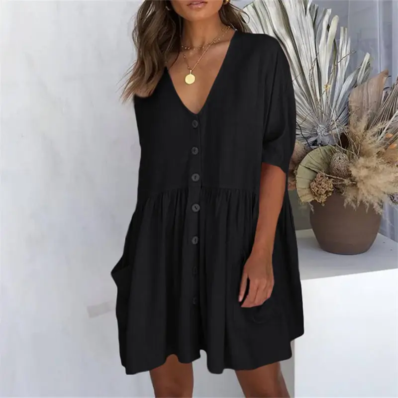 Sexy Bikini Cover-ups Casual V-neck Above Knee Summer Beach Dress Tunic Women Plus Size Beach Wear Swim Suit Cover Up Q771