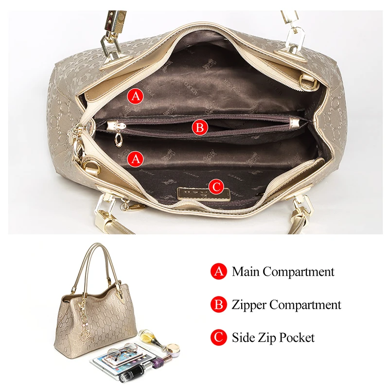 Foxer Women Boly Split  Leather Handbag
