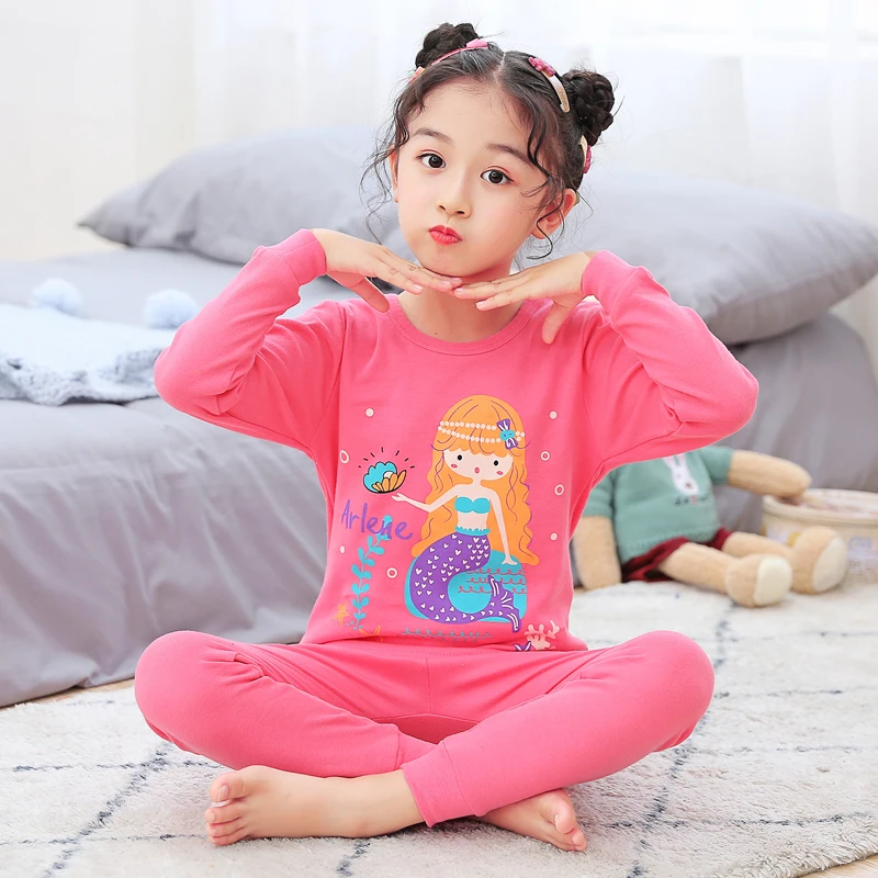 Boys Girls Pajamas Autumn Winter Long sleeve Children's Clothing Sleepwear Cotton Pyjamas Sets For Kids 2 4 6 8 10 12 14 Years baby nightgown newborn