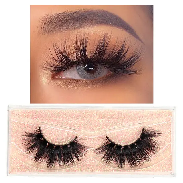 FOXESJI Makeup Eyelashes 3D Mink Lashes Fluffy Soft Wispy Natural Cross Eyelash Extension Reusable Lashes Mink False Eyelashes E11