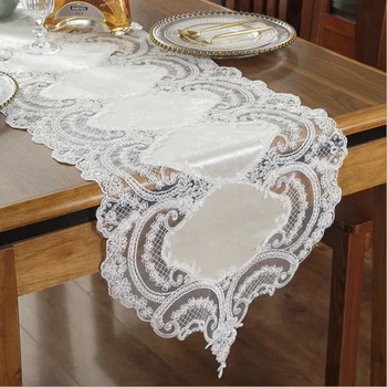 

Luxury Lace Table Runner Tablecloth TV Cabinet Cover Cloth Embroidered Coffee Table Flag Wedding Home Decor