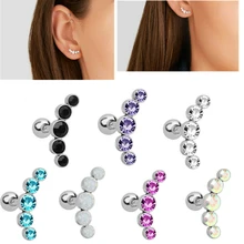 1 шт. многоцветные 5 CZs ушной хрящ 16 г стальной бар спираль прокалывания ушей пирсинг Oreja для женщин мужчин ювелирные изделия для тела серьги