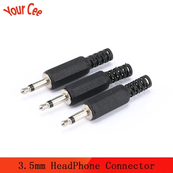 

10PCS/Lot 3.5mm HeadPhone Connector Male Mono Audio Jack Plug 3.5 mm With Black Plastic Housing