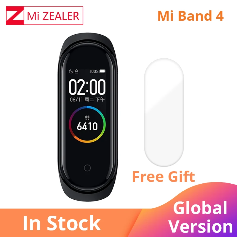 Global Version black Глобальная версия, Xiaomi mi, 4 смарт-браслет, цветной экран, пульсометр, фитнес, 135 мА/ч, Bluetooth, 5,0, 50 м, для плавания, mi ng, водонепроницаемый - Цвет: Global Version black