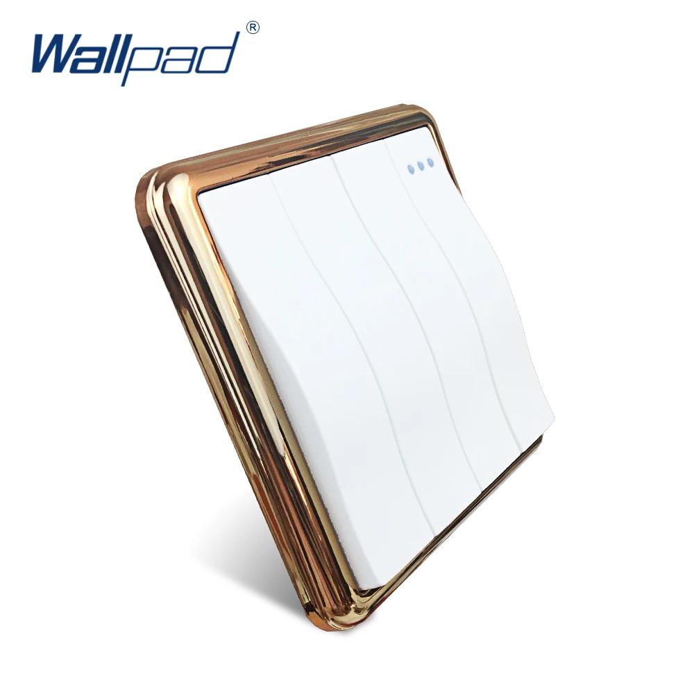 Новое поступление Wallpad 4 банды 1 способ настенный выключатель света большая волновая Кнопка Золотая панель Клавишные переключатели