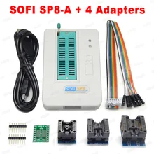 SOFI SP8-A/SP8-B программист+ 4 адаптера высокоскоростной USB программист(93/24/25/BR90/flash eeprom) более 5000 чипов