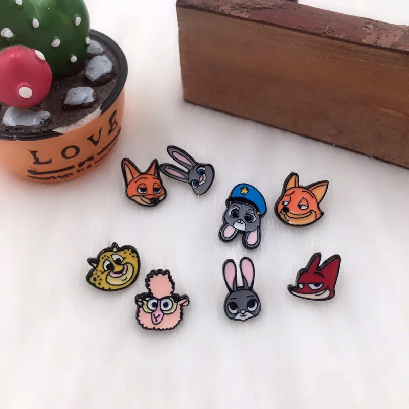 

EUPNHY Cartoon 2Pcs Zootopia Earrings Judy Nick Wilde Fox Stud Earrings for Women Teenager Girls Piercing Body Jewelry