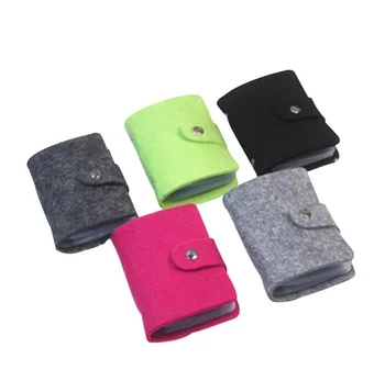 

Women Wallet Card Holder Leather Minimalist 1pc 24 Slots Business Card Holder Wool Felt Credit Card Case ID Card Bag DH50KB
