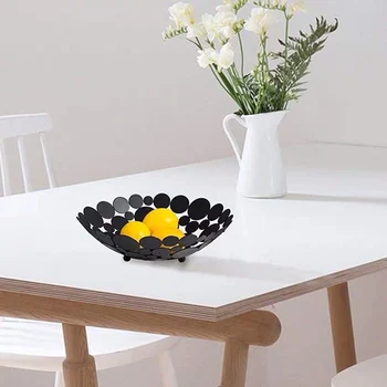 

Modern Creative Fruit Basket Bowl Kitchen Counter, Large Openwork Metal Iron Tabletop Fruit Storage Tray, Snacks and Home Decor
