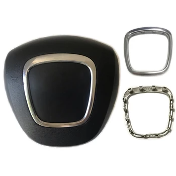 

Silver abs chrome steering wheel trim decoration emblem badge frame cover accessories for Audi Q5 Q7 A6 C6 A5 A4 B6 B7 B8 A3 8P