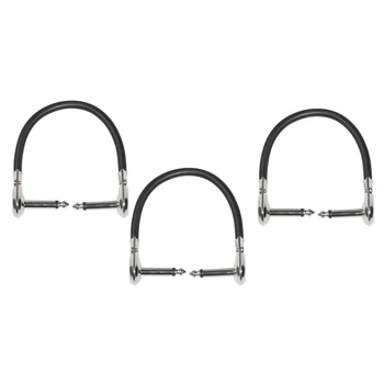 

3Pcs 15Cm/ 6In 6.35Mm Male Guitar Effect Pedal Instrument Patch Cable 1/4 Inch Right-Angle Plug Adapter