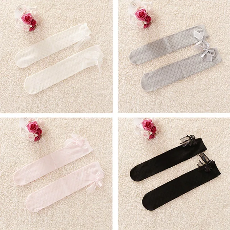 Cute Children Girls Knee High Socks for Toddlers Kids Baby Girls Solid Bowknot Cotton Princess Dress Ballet Long Socks