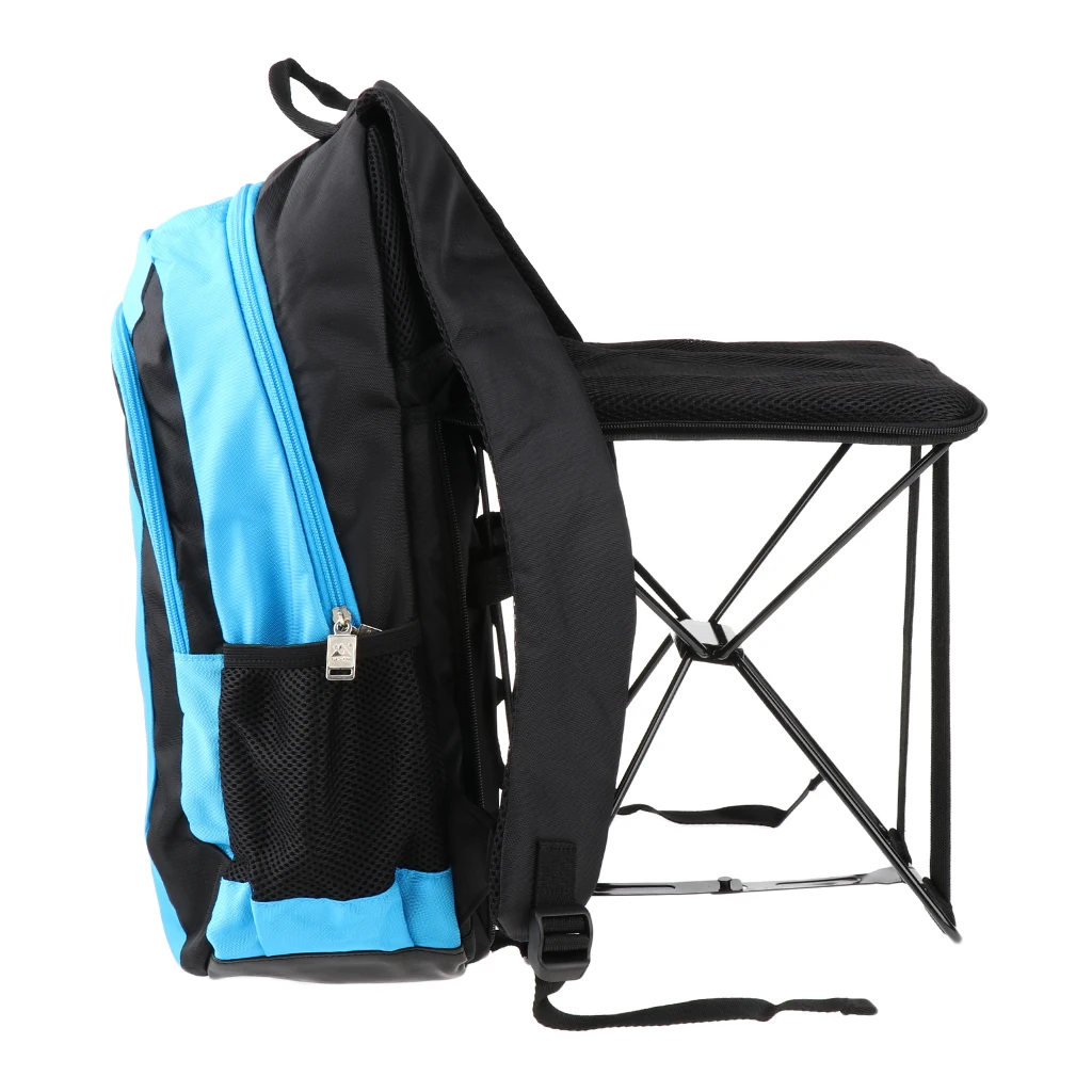 47L Lightweight Outdoor Travel Backpack with Back Built-in Folding Chair Travel Rucksack Outdoor Sports Climbing Bag