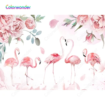 

Photography Background Flowers and Petals Flamingo Pink Backdrop for Baby Shower Girls Happy Birthday Backdrops Vinyl Background