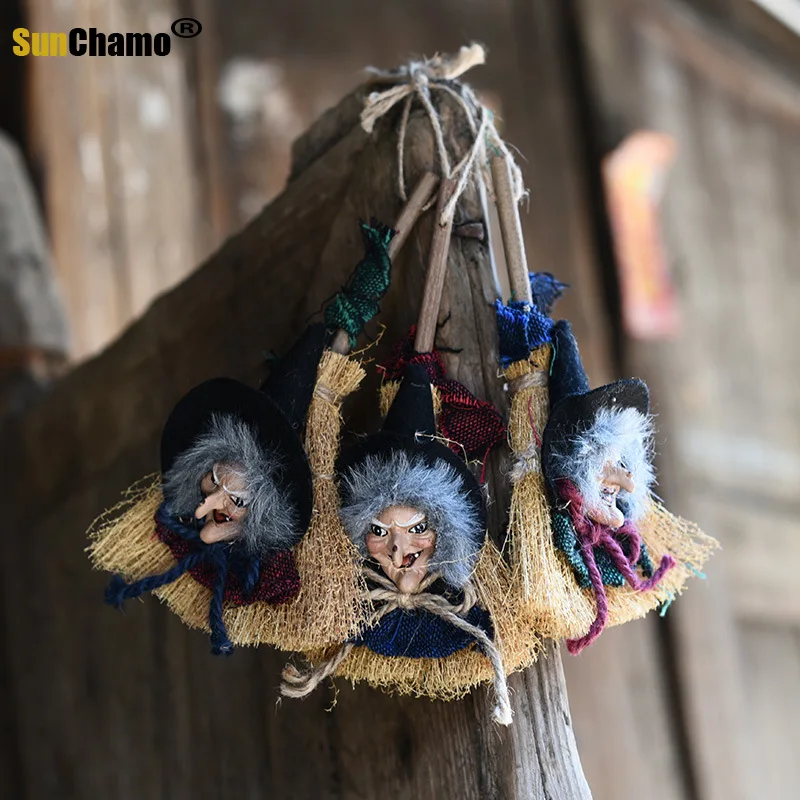 Halloween Decorations Witch Broom Pendant Lamp String Lantern Party Kindergarten Layout | Дом и сад
