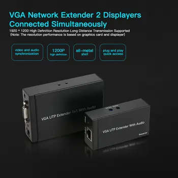 

1x1 Splitter 1080P with Audio via 300M VGA UTP Extender Cat5/5e/6 RJ45 Ethernet Cable Compatible with HDTV Monitor Projector