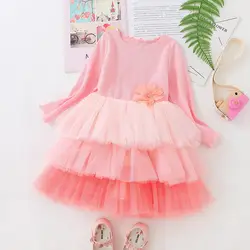 Платье для девочек коллекция 2019 года, осенне-зимнее Новое Стильное детское платье нарядное платье в Корейском стиле с длинными рукавами и