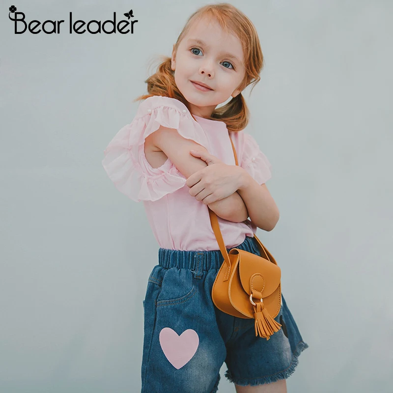 Bear leader/комплекты одежды для девочек г. Новая Летняя короткая футболка+ штаны с принтом «любовь» комплекты одежды для детей из 2 предметов одежда для малышей