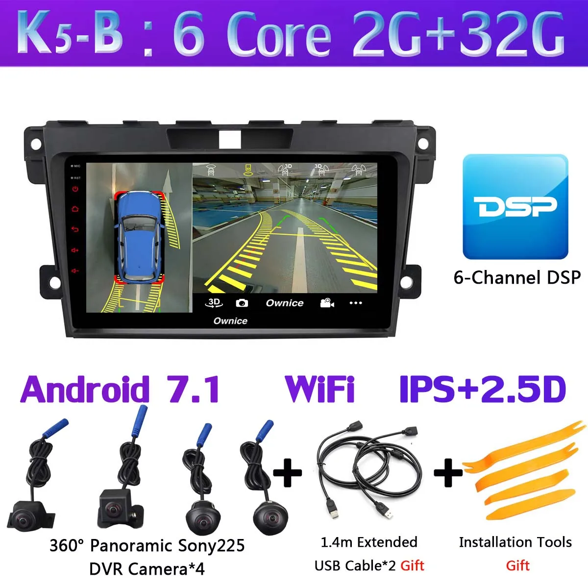 360 ° панорамная камера 4G Android 9,0 4G+ 64G SPDIF DSP CarPlay автомобильный мультимидийный Навигатор Радио плеер для Mazda CX7 CX 7 CX-7 2008 - Цвет: K5-B