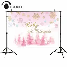 Allenjoy/фон для фотосъемки с акварельным декором в виде розовых деревьев, снежинок, зимней тематики, вечерние Фотофон на день рождения, Рождество