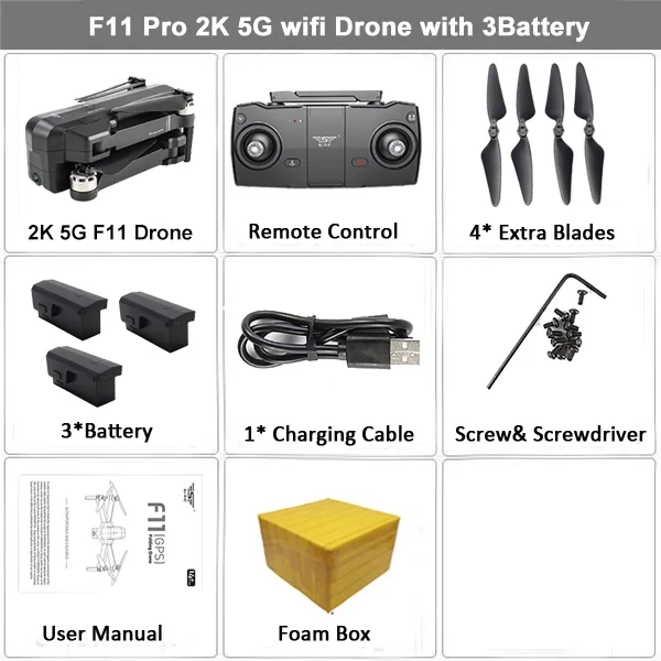 SJRC F11 PRO GPS RC Drone With 2K Camera FPV 5G Wifi Quadcopter Helicopter Drones Gesture Control Brushless 25mins Fly Foldable - Цвет: 2K 3B FB