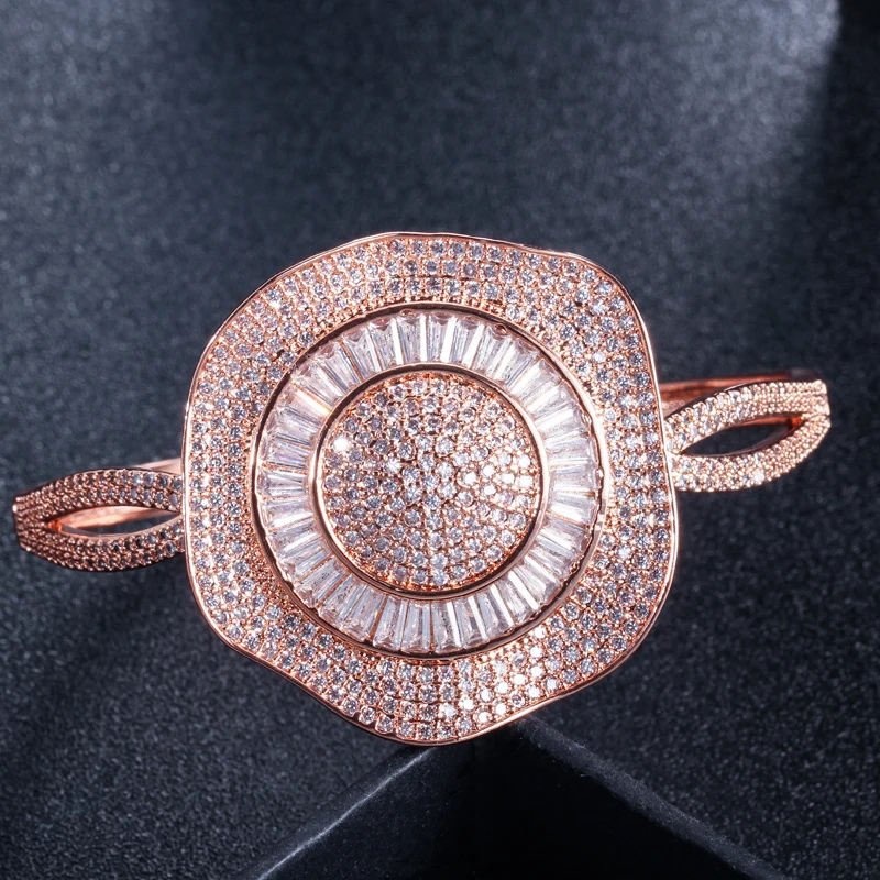 

ERLUER fashion Retro Flower Zircon Crystal bracelets for women Girl Magnetic Snap Bracelet Bangle rose gold wedding Jewelry