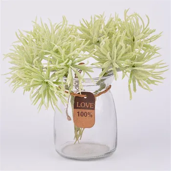 

20Pcs Plastic Green Leaf Bunch 5.31" Length Artificial Flocking Plants Fake Grass for Home Wedding Christmas Party Decoration