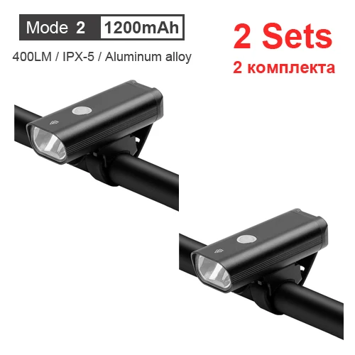 2 Sets Mode 2 NEWBOLER велосипедные светильник Водонепроницаемый USB Перезаряжаемые светодиодный 2200 мАч MTB дорожный велосипед Передний фонарь на голову светильник Алюминий вспышка светильник велосипеда светильник - Цвет: 2 Sets Mode 2