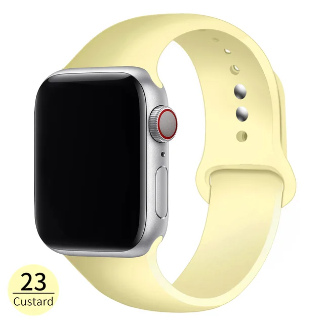 Silicone Strap For Apple Watch Band 42mm 45mm 38mm 44mm 40mm Smartwatch Rubber Sports Watchband Bracelet iWatch series 7 6se 5 4 Milk yellow