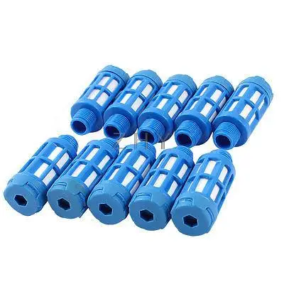 10 x Пластик 9,5mm 1/8PT пневматические клапаны Шум уменьшить воздушный Глушитель Синий