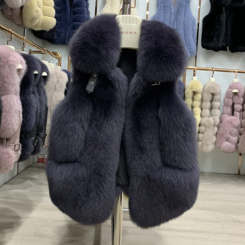 Короткий теплый зимний жилет из натурального Лисьего меха Модный женский жилет без рукавов из натурального меха горячая Распродажа короткий женский жилет