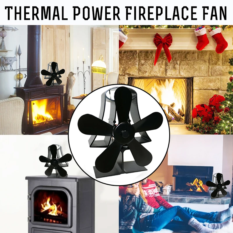 

Heat Self-Powered Fireplace Wood Burner Stove Top Fan Quiet Blades Large Room