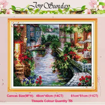 

The Lakeside Houses Counted Cross Stitch 11CT 14CT Cross Stitch landscape Cross Stitch Kits for Embroidery Home Decor Needlework