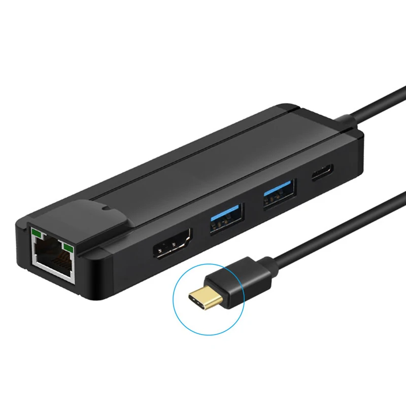 5 в 1 концентратор USB Type C к HDMI 4K USB 3,0 TF HDMI RJ45 адаптер док-станция для ноутбука мобильного телефона
