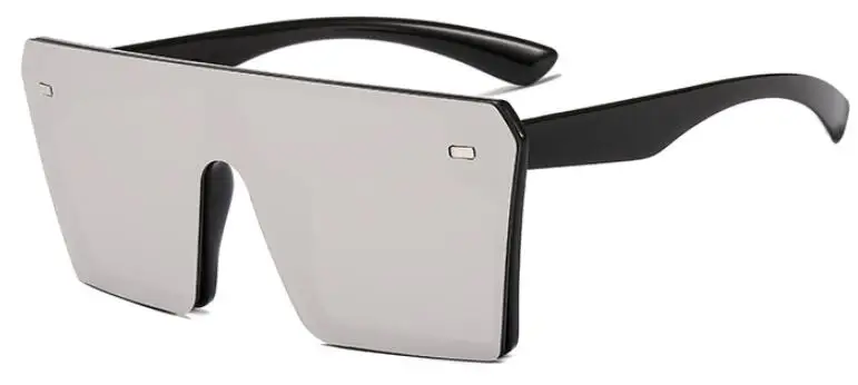 MIRROR silver Модные большие квадратные женские солнцезащитные очки с плоским верхом, черные градиентные негабаритные очки, трендовые мужские и женские солнцезащитные очки UV400 - Цвет линз: MIRROR silver