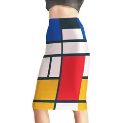 High Waist Skirts Women's Sexy Colorful Plaid Shape Digital Print Skirts High Waist Blue Package Hip Skirt Wholesales