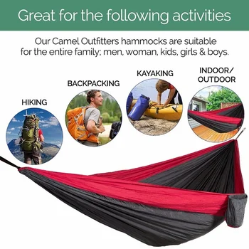 

Outdoor Camping Hammock, Portable Parachute Double Person Hammock , Lightweight Nylon Hammock for Backpacking, Camping, Hiking