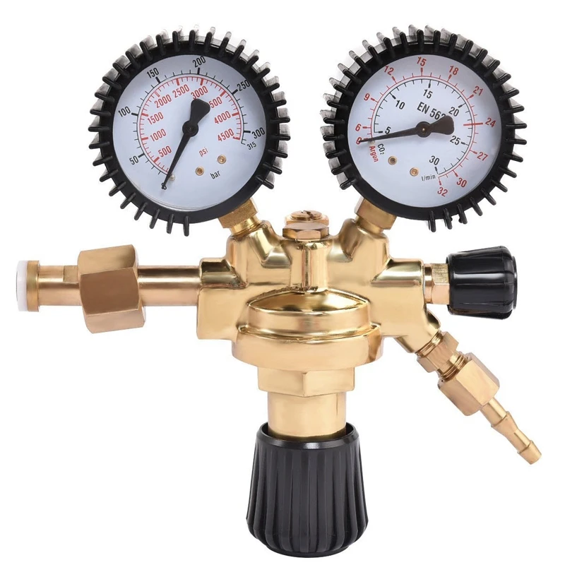 

New-Brass Ar/Co2 Meter Reductor Argon Regulator Carbon Dioxide Regulator Mini Pressure Reducer Dual Gauge 0-4500 Psi