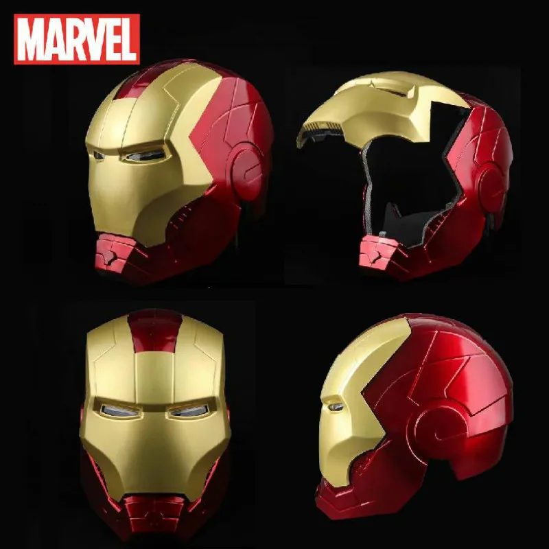 Photo Product Marvel Avengers Hero Iron Man 1:1 Helmet Action Figure Toy Unisex Cosplay Eyes With Light Model Props Can Open Mask Gift Toy