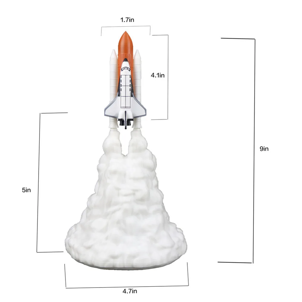 3D Космический Шаттл лампа перезаряжаемая Луна светодиодный ночной Светильник для любителей космоса ракетная лампа украшение комнаты подарок