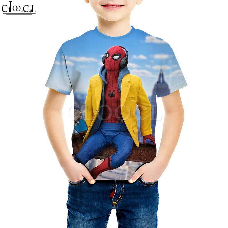 Anime Spiderman T Shirts Boy Girl 3D Print Classic Cartoon Superhero Short Sleeve Youth Sweatshirt Casual Kids Tops M309