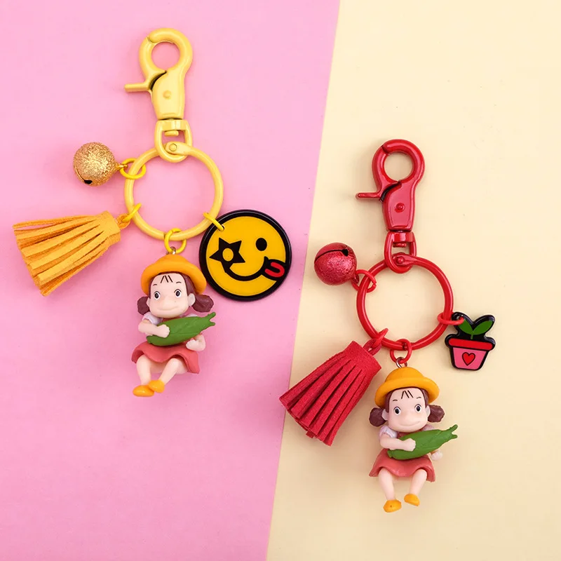 2020 Cartoon keychain CuteJapanese Anime Hayao Miyazaki My Neighbor Totoro XiaoMei Bell Keychain Women Bag Car Pendantc Key Ring | Украшения