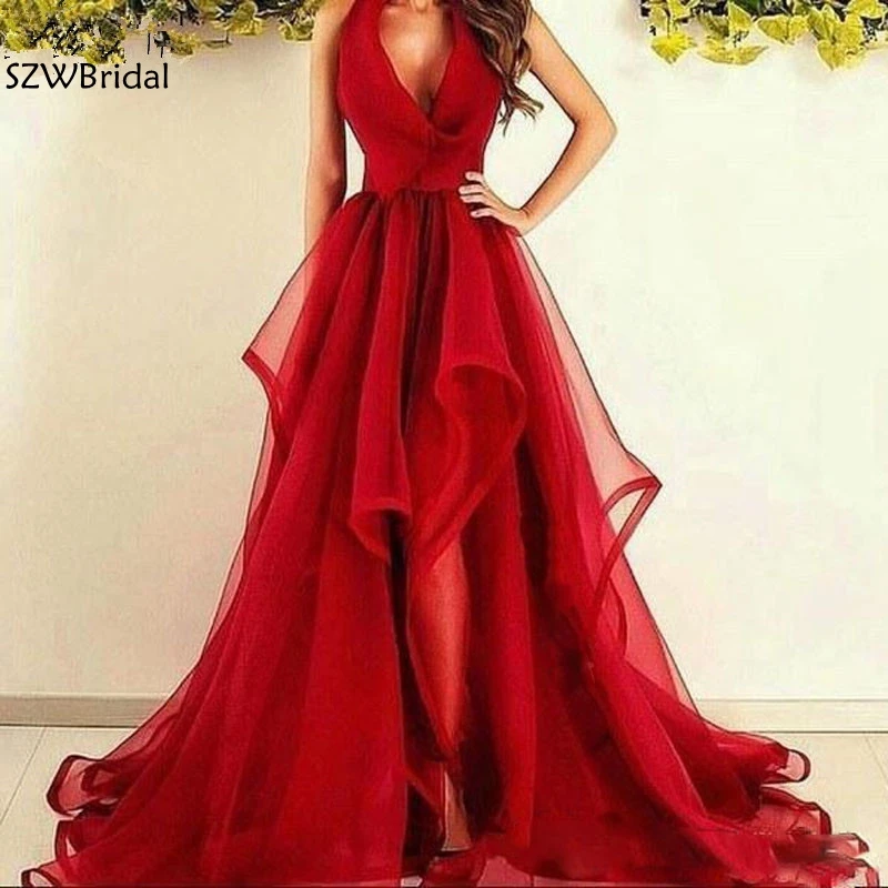 

Женское вечернее платье с глубоким V-образным вырезом, длинное красное сексуальное платье в дубайском стиле