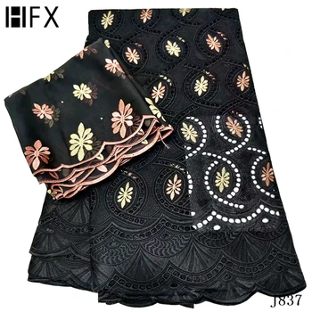 

HFX African 100% Cotton Lace 2020 High Quality Nigerian Swiss Voile In Switzerland Cord Nigerian Lace For Wedding Dress J837