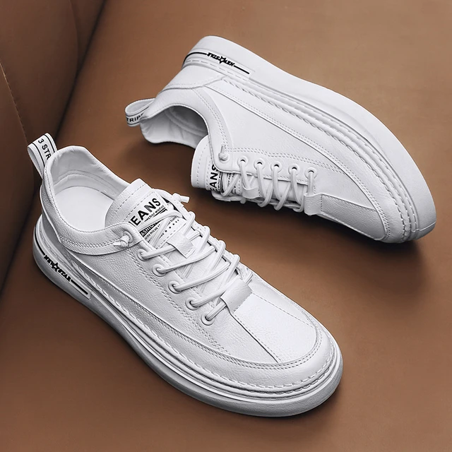 HEMBES Men's Casual Shoes Men Sneakers Breathable PU Leather Men White Shoes  Comfortable Sports Running Shoes Male Skateboard Shoes (Color : White  Khaki, Size : 9.5 UK): : Fashion