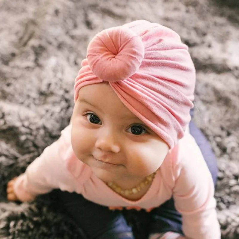 

Newborn Baby Turbon Beanie Hat Solid Color Baby Girl Boy Cotton Knotted Soft Caps Autumn Infant Toddler Hair Accessories